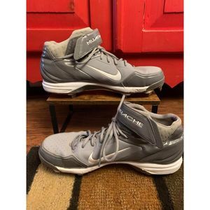 Nike Men's Size 14 467796-002 Air Huarache Grey & White Baseball Cleats EUC